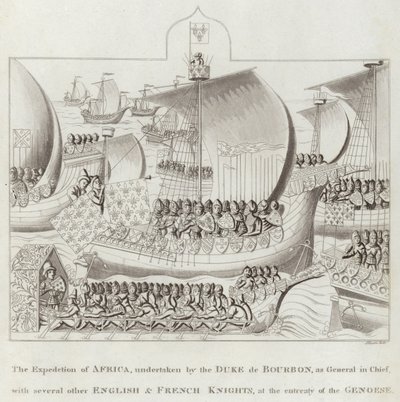 De Expeditie van Afrika, ondernomen door de Hertog de Bourbon, als Generaal in Hoofdzaak, met Verschillende Andere Engelse en Franse Ridders, op Verzoek van de Genuezen door English School