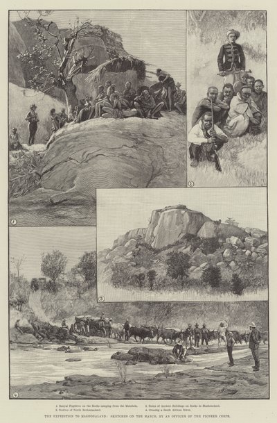 De expeditie naar Mashonaland, schetsen tijdens de mars door English School