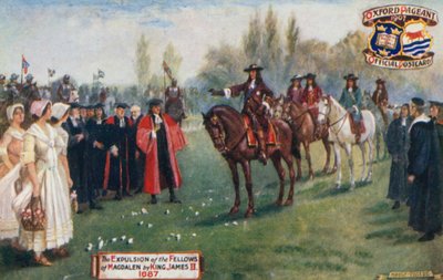 De Uitzetting van de Fellows van Magdalen door Koning Jacobus II, 1687 door English School