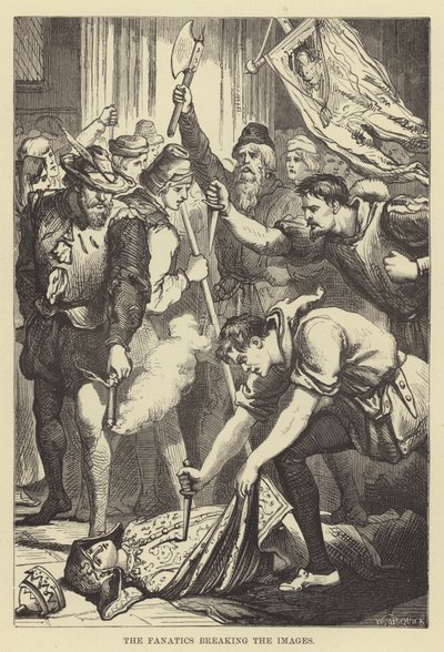 De fanatici die de beelden breken (gravure) door English School