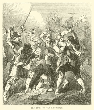 De strijd op de Kowenstyn (gravure) door English School