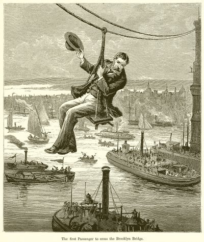 De eerste passagier die de Brooklyn Bridge overstak door English School