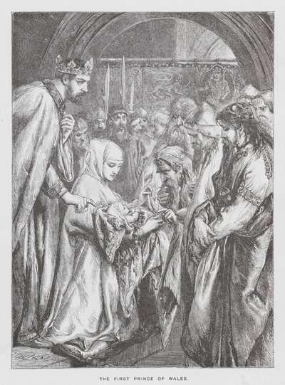 De eerste prins van Wales (gravure) door English School