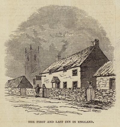 De Eerste en Laatste Herberg in Engeland (gravure) door English School