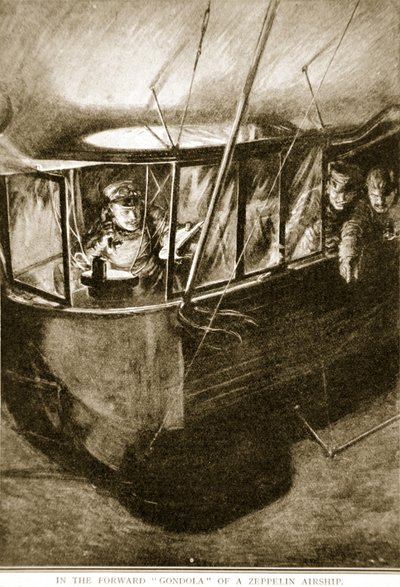 De voorste gondel van het Zeppelin-luchtschip, 1914-19 door English School