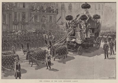De begrafenis van wijlen president Carnot (litho) door English School