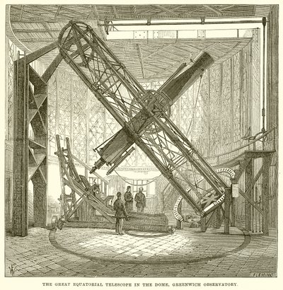 De Grote Equatoriale Telescoop in de Koepel, Greenwich Observatorium door English School
