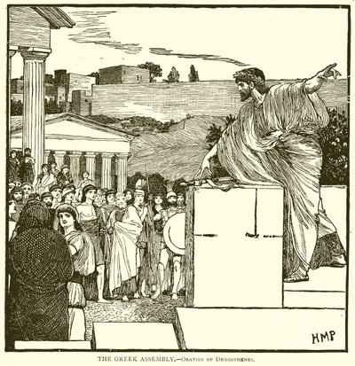 De Griekse Vergadering.--Redevoering van Demosthenes door English School