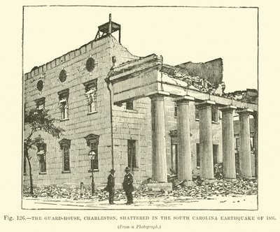 Het wachthuis, Charleston, verwoest tijdens de aardbeving in South Carolina van 1886 door English School