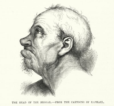 Het Hoofd van de Bedelaar, van de cartoons van Raphael door English School