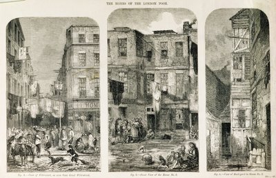 De huizen van de armen in Londen, uit `The Builder Magazine