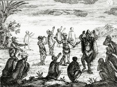 De Hottentotten Aanbidden de Maan, illustratie uit 