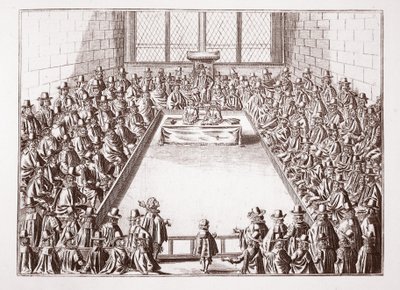 Het Lagerhuis, van een prent uit 1648 door English School
