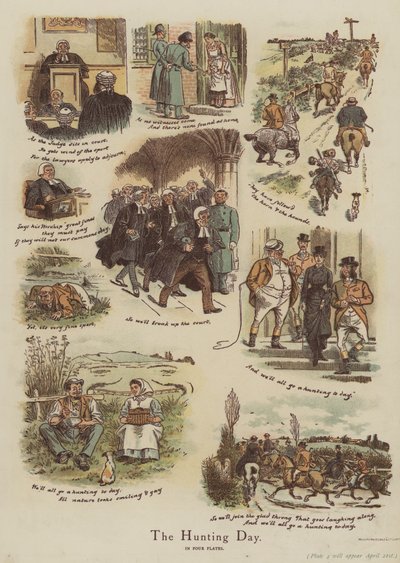 De jachtdag (chromolitho) door English School