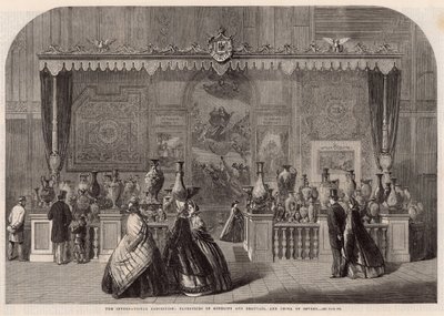 De Internationale Tentoonstelling; Wandtapijten van Gobelins en Beauvais en porselein van Sèvres door English School