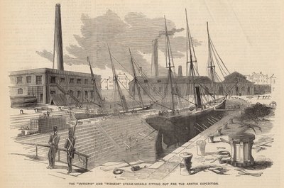 De Intrepid en Pioneer stoomschepen worden uitgerust voor de Arctische expeditie door English School