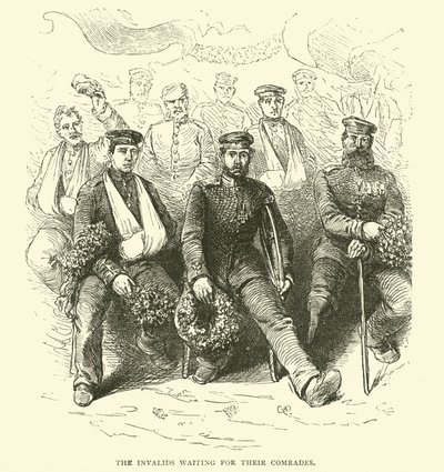 De invaliden wachten op hun kameraden, 1871-2 door English School