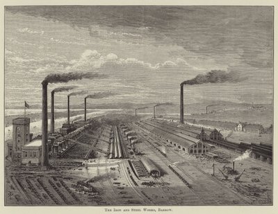 De ijzer- en staalfabriek, Barrow (gravure) door English School