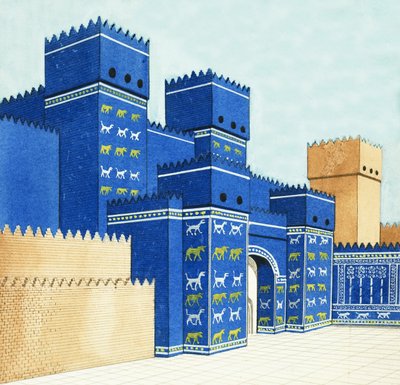 De Ishtarpoort in Babylon door English School