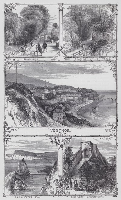 Het Eiland Wight (gravure) door English School