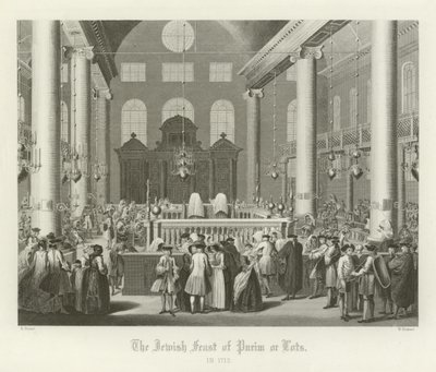 Het Joodse feest van Poerim, of loten, 1712 door English School