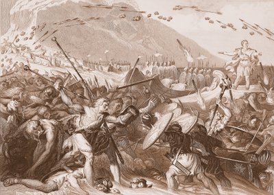 De Landing van Julius Caesar in Engeland in 55 v.Chr. door English School