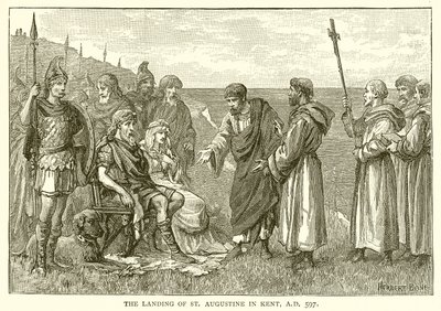 De landing van St. Augustinus in Kent, 597 n.Chr. door English School