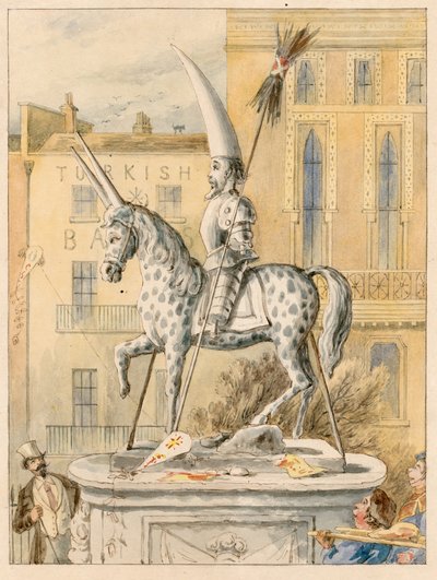 Het standbeeld van Leicester Square 17 oktober 1866 door English School