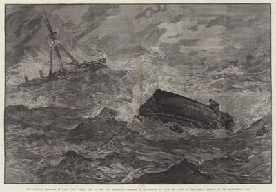 De reddingsbootrampen in de storm van vorige week, een van de twee reddingsboten kapseisde bij het proberen de bemanning van de bark Mexico te redden, aan de kust van Lancashire door English School
