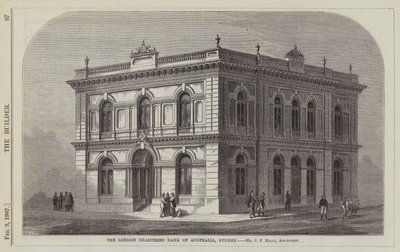 De London Chartered Bank of Australia, Sydney, Mr J F Hilly, Architect (gravure) door English School