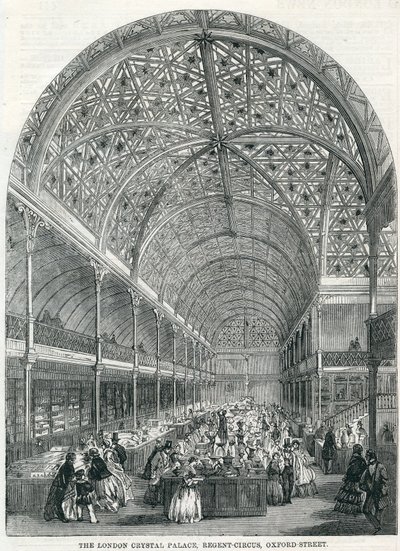 Het Londense Crystal Palace, Regent Circus, Oxford Street, 1858 door English School