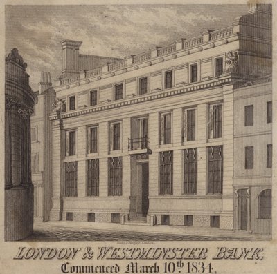 De bank van Londen en Westminster (gravure) door English School