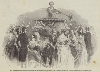 De Magnifieke Zilververgulde Wijnkoeler, in Windsor Castle, Scène in de Waterloo Gallery, bij de Koninklijke Doop door English School