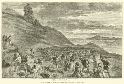 De slachting onder de christenen in Madagaskar (gravure) door English School