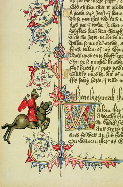 De Koopman, facsimile detail uit The Canterbury Tales, door Geoffrey Chaucer door English School