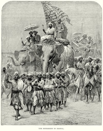 De Moharrem in Bhopal (gravure) door English School