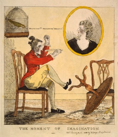 Het moment van verbeelding, pub. 1785 (handgekleurde gravure) door English School