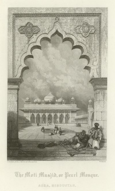 De Moti Musjid, of Parelmoskee, Agra, India door English School