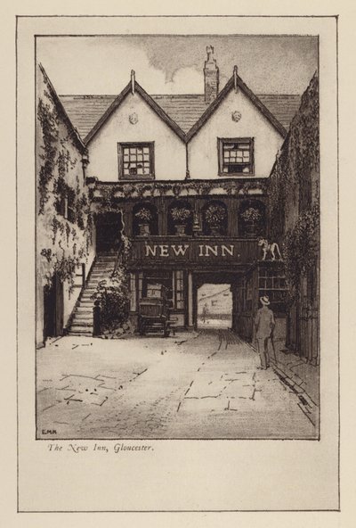 The New Inn, Gloucester (litho) door English School