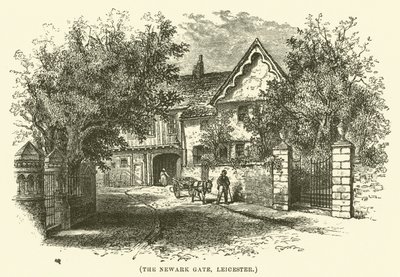 De Newark Gate, Leicester (gravure) door English School
