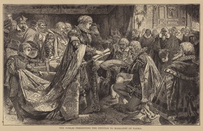 De edelen presenteren de petitie aan Margaretha van Parma door English School