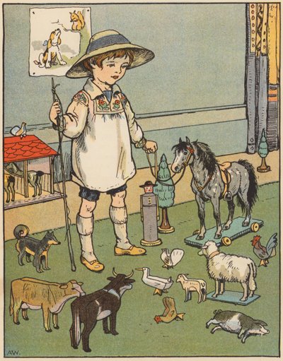De dieren van de kwekerij (kleurenlitho) door English School