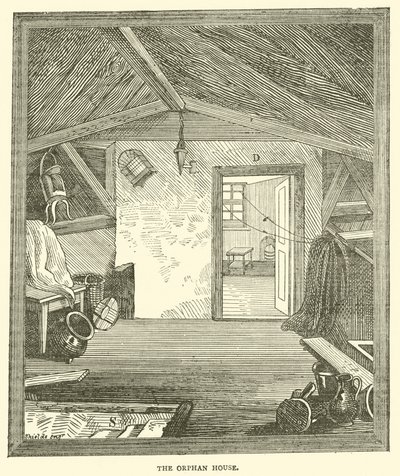 Het weeshuis (gravure) door English School