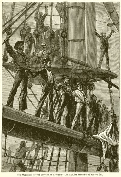 Het Uitbreken van de Muiterij bij Spithead--De Zeelieden Weigeren naar Zee te Gaan door English School