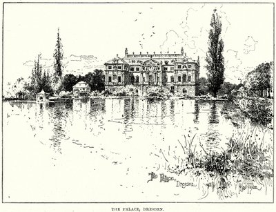 Het paleis, Dresden (gravure) door English School