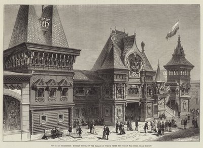 De Parijs tentoonstelling, Russisch model van het paleis waarin Peter de Grote werd geboren, nabij Moskou (gravure) door English School