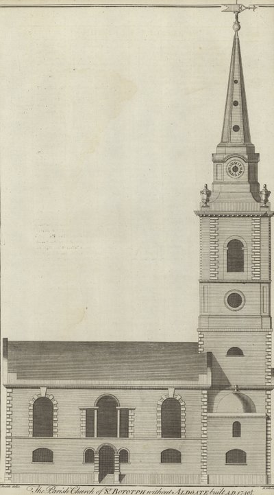 De parochiekerk van St Botolph zonder Aldgate, Londen door English School
