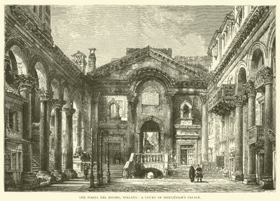 De Piazza del Duomo, Spalato, Een hof van het paleis van Diocletianus (gravure) door English School