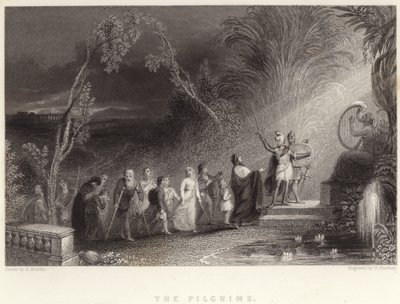 De pelgrims (gravure) door English School