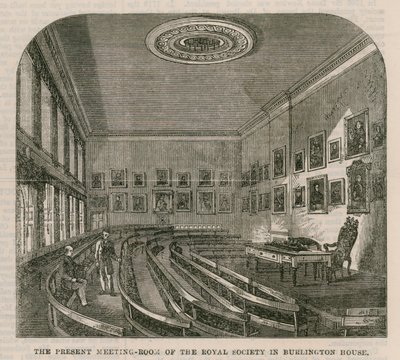 De huidige vergaderzaal van de Koninklijke Vereniging in Burlington House door English School